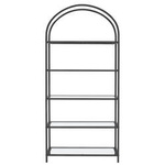 Czarny szklany regał do salonu Loft - Metalowa 5-poziomowa półka - VASAGLE LGT050B61