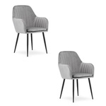 Szare tapicerowane krzesła z podłokietnikami do jadalni LUGO - Fotele do jadalni (2 sztuki)
