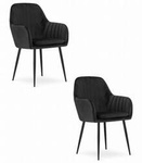 Czarne krzesła tapicerowane z podłokietnikami LUGO - Fotele do jadalni (2 sztuki)