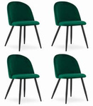 Komplet tapicerowanych krzeseł do jadalni butelkowa zieleń BELLO - Welurowe krzesła x4