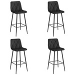 Krzesła barowe NADO - Tapicerowane, czarne hokery z oparciem (komplet 4)