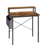 Małe loftowe biurko komputerowe z nadstawką i torbą na dokumenty - VASAGLE LWD080B01V1