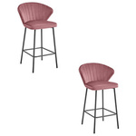 Welurowe hokery GATTA - Różowe krzesła barowe z oparciem w stylu Glamour (zestaw 2)
