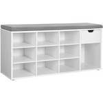 Duża biała szafka na buty z siedziskiem - Regał na obuwie - VASAGLE LHS24W01