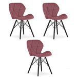 "Krzesło LAGO Aksamit - ciemny róż / nogi czarne x 3"