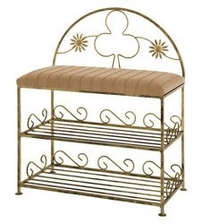 Siedzisko - pufa metalowa z półkami do przedpokoju KONICZYNKA / ławka i półka na buty [szer. 60 cm]