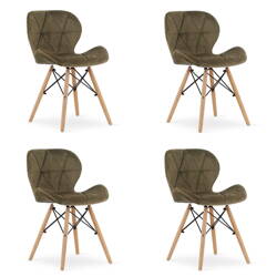 Komplet 4 brązowych krzeseł do jadalni LAGO - Tapicerowane krzesła welurowe
