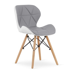 Krzesło tapicerowane biało-szare z drewnianymi nogami LAGO - Nowoczesne krzesło