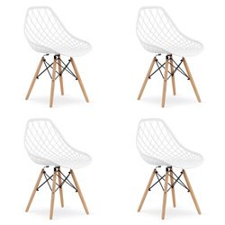 Nowoczesne białe krzesła z tworzywa (komplet 4 sztuk) SAKAI - Skandynawskie krzesła