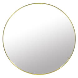 Okrągłe lustro w prostej złotej ramie - Lustro o średnicy 60cm