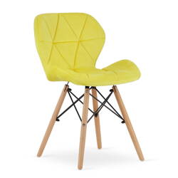 Pikowane krzesło tapicerowane welurowe LAGO - Żółte krzesło z aksamitu