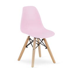 Różowe krzesło kuchenne na drewnianych nogach ZUBI - Tanie krzesło do jadalni