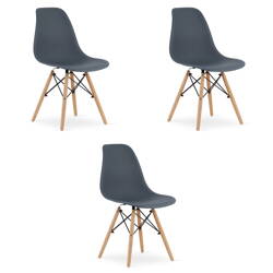 Skandynawskie ciemnoszare krzesła kuchenne OSAKA (3szt) - Nowoczesne krzesła