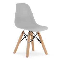 Tanie szare krzesło z tworzywa na drewnianych nogach ZUBI - Nowoczesne krzesło