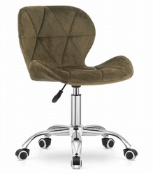 Tapicerowane krzesło biurowe na kółkach brązowe AVOLA - Obrotowy welurowy fotel biurowy