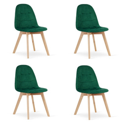 Welurowe krzesła do kuchni butelkowa zieleń BORA (komplet 4 sztuk) - Zielone krzesła