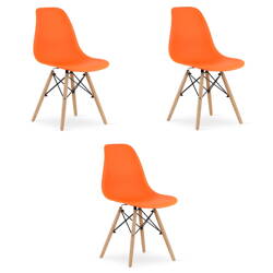 Zestaw 3 krzeseł kuchennych OSAKA - Pomarańczowe krzesła z tworzywa