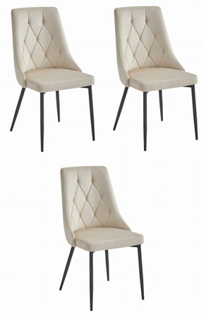 Beżowe krzesła tapicerowane do jadalni IMOLA (zestaw 3szt) - Kremowe krzesła welurowe