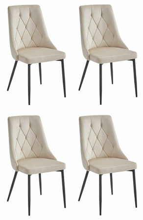 Beżowe krzesła tapicerowane do kuchni IMOLA (komplet 4szt) - Kremowe krzesła welurowe