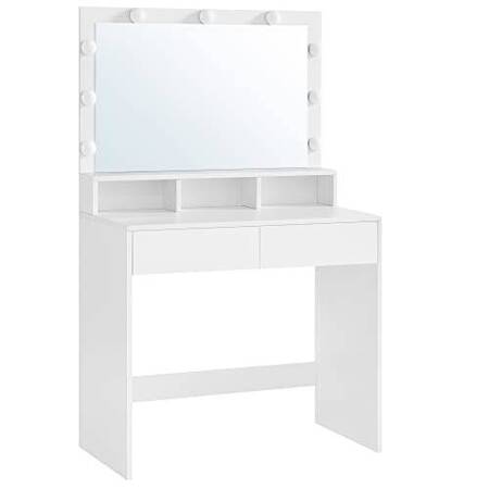 Biała toaletka kosmetyczna z lustrem i oświetleniem - VASAGLE RDT120T10