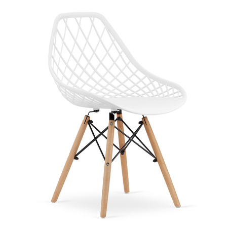 Białe ażurowe krzesło z tworzywa SAKAI - Nowoczesne białe krzesło kuchenne