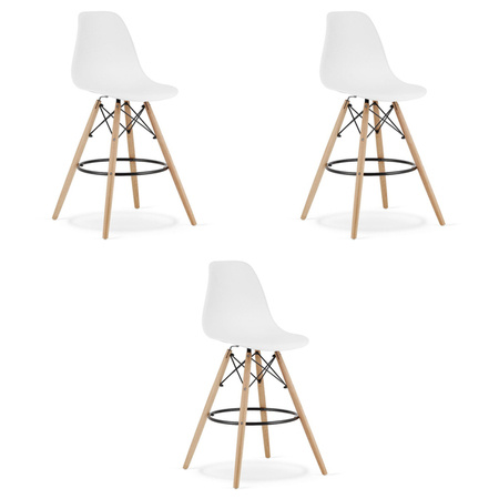 Białe krzesła barowe z tworzywa do kuchni LAMAL - Hokery do wyspy (zestaw 3szt)