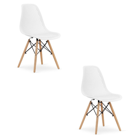 Białe krzesła z tworzywa MARO - Ażurowe skandynawskie krzesła do kuchni x2