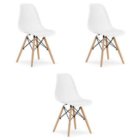 Białe krzesła z tworzywa MARO - Ażurowe skandynawskie krzesła do kuchni x3