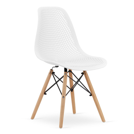 Białe krzesło kuchenne skandynawskie MARO - Ażurowe krzesło z tworzywa