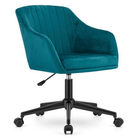 Biurowy fotel welurowy z aksamitu morska zieleń MINK - Obrotowe krzesło na kółkach