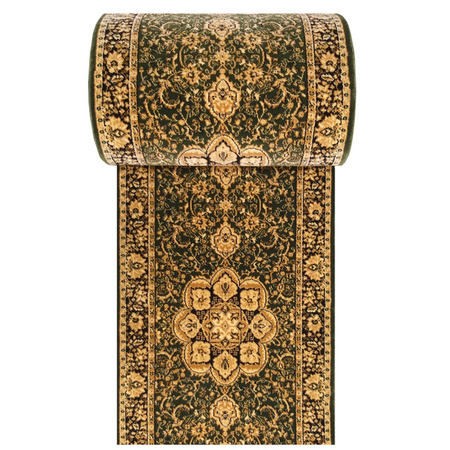 Chodnik dywanowy klasyczny Exclusive 03 – zielony, ozdobny, bogaty wzór orientalny, kształt prostokątny. Szerokość 100 cm.