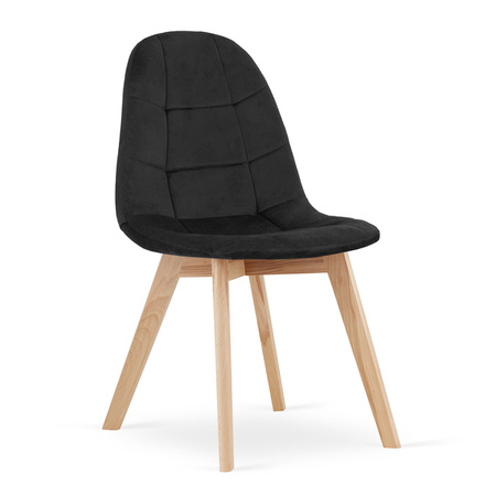 Czarne krzesło kuchenne tapicerowane BORA - Welurowe krzesło do kuchni