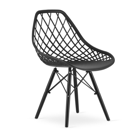 Czarne nowoczesne krzesło z tworzywa SAKAI - Ażurowe krzesło kuchenne
