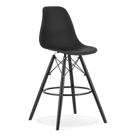 Czarny hoker barowy z tworzywa LAMAL - Czarne krzesło barowe z oparciem