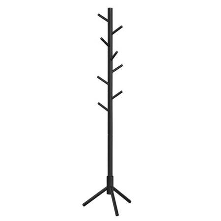 Drewniany podłogowy wieszak na ubrania - Czarny stojący wieszak - VASAGLE RCR004B01