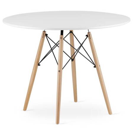 Duży okrągły stół do kuchni jadalni 100cm TODI - Biały stół skandynawski