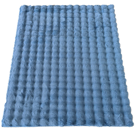 Dywan 3D z długim włosiem typu shaggy i rabbit niebieski MERLIN 120x170 cm