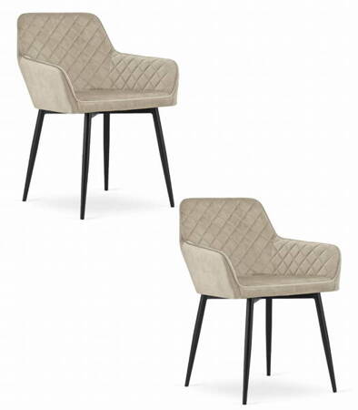 Eleganckie beżowe tapicerowane krzesła do jadalni NOLA - Krzesła z podłokietnikami (2 szt)