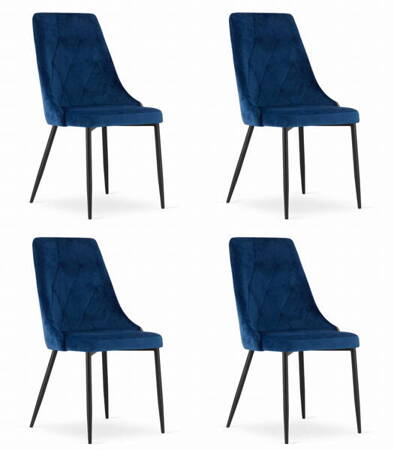 Granatowe krzesła do jadalni (komplet 4 sztuk) IMOLA - Tapicerowane krzesła welurowe