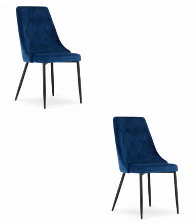 Granatowe krzesła do kuchni (zestaw 2 sztuk) IMOLA - Tapicerowane krzesła welurowe