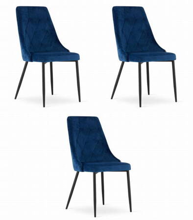 Granatowe krzesła do kuchni (zestaw 3 sztuk) IMOLA - Tapicerowane krzesła welurowe