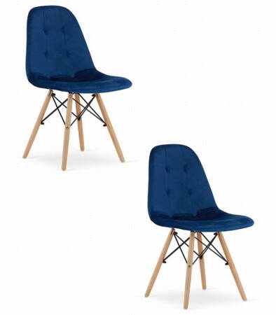 Granatowe krzesła tapicerowane do jadalni DUMO (2szt) - Nowoczesne krzesło z aksamitu