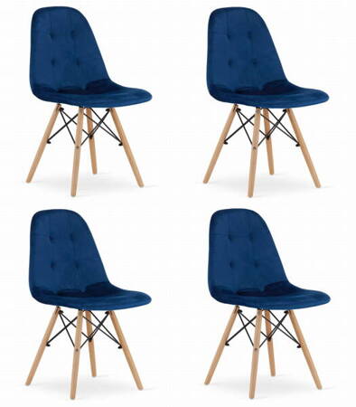 Granatowe krzesła tapicerowane do jadalni DUMO (4szt) - Nowoczesne krzesło z aksamitu