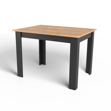 Klasyczny prostokątny stół do kuchni 120x80cm - blat craft i czarne nogi NP