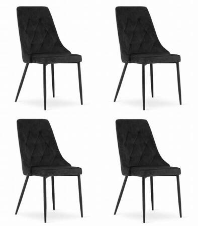 Komplet 4 czarnych krzeseł do kuchni IMOLA - Stylowe tapicerowane krzesła z aksamitu