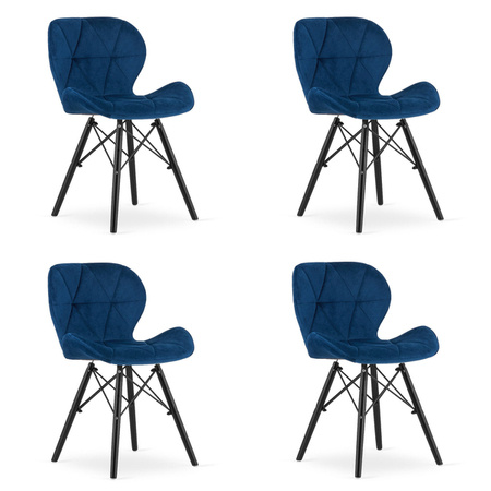 Komplet 4 granatowych krzeseł tapicerowanych LAGO - Nowoczesne krzesła z aksamitu