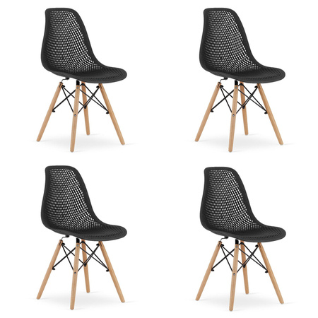Komplet 4 krzeseł do jadalni MARO - Czarne nowoczesne krzesło z tworzywa