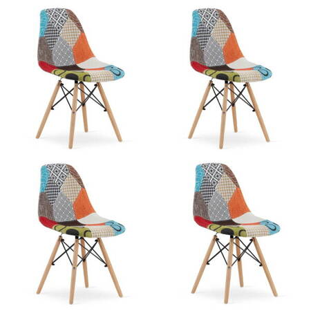 Komplet 4 krzeseł tapicerowanych patchwork SEUL - Wielokolorowe krzesła do kuchni