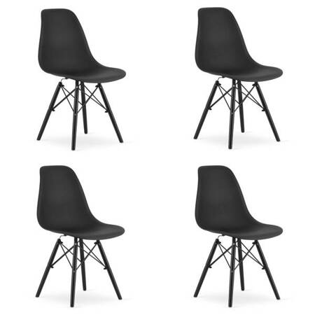 Komplet 4 nowoczesnych czarnych krzeseł do kuchni OSAKA - Skandynawskie krzesła