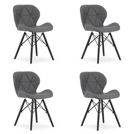 Komplet 4 tapicerowanych krzeseł do kuchni LAGO - Szare krzesła z eko skóry
